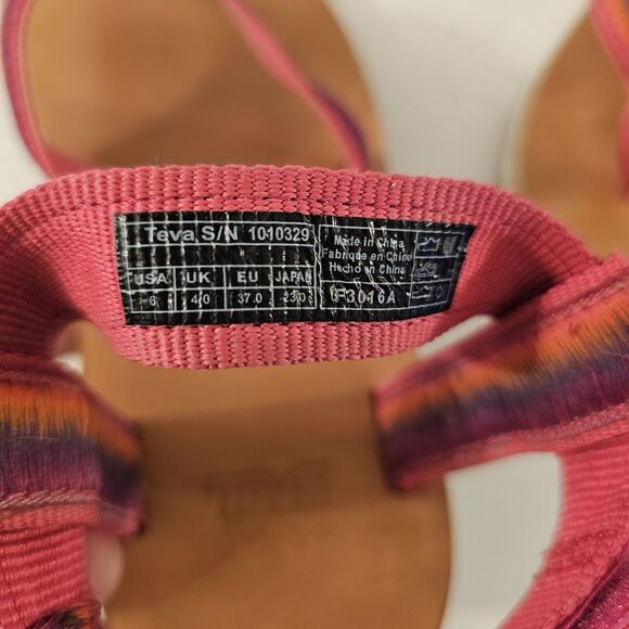 Teva Original Universal Ombre Leather Soled Sandals Size 6 Hot Pink Rainbow - Picture 2 of 7